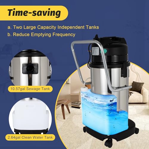 BAIODNB 1000W/2kW Commercial Carpet Cleaner Machine, 360° Carpet Shampoo Machine Rug Cleaner Machine, Industrial Steam Cleaner Deep Steam Cleaner for Hotels, Offices