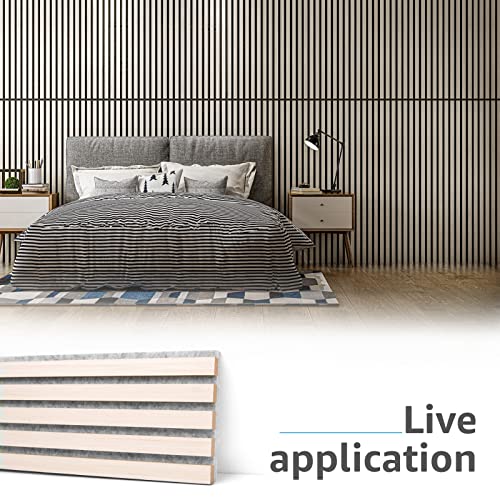 Art3d 4pcs-107 x 8in Slat Acoustic Panel for Wall and Ceiling, 3D Fluted Sound Absorbing Panel with Wood Finish, White Elm