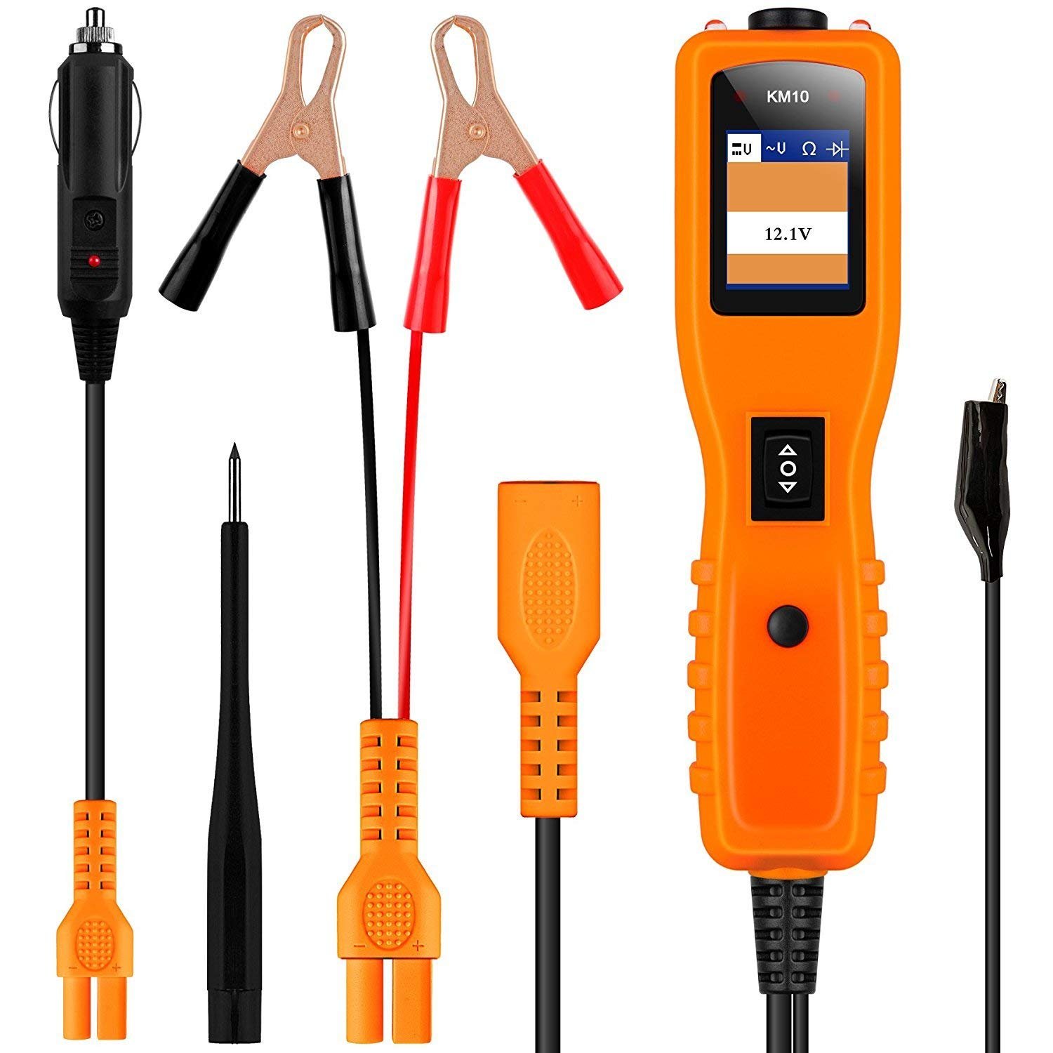 KZYEE KM50 Power Circuit Probe Kit, 12V 24V Automotive Circuit Tester Electrical System Tool, Frequency Duty Cycle Fuel Injection Circuit, AC DC Resistance Digital Voltage Tester, Short Finder