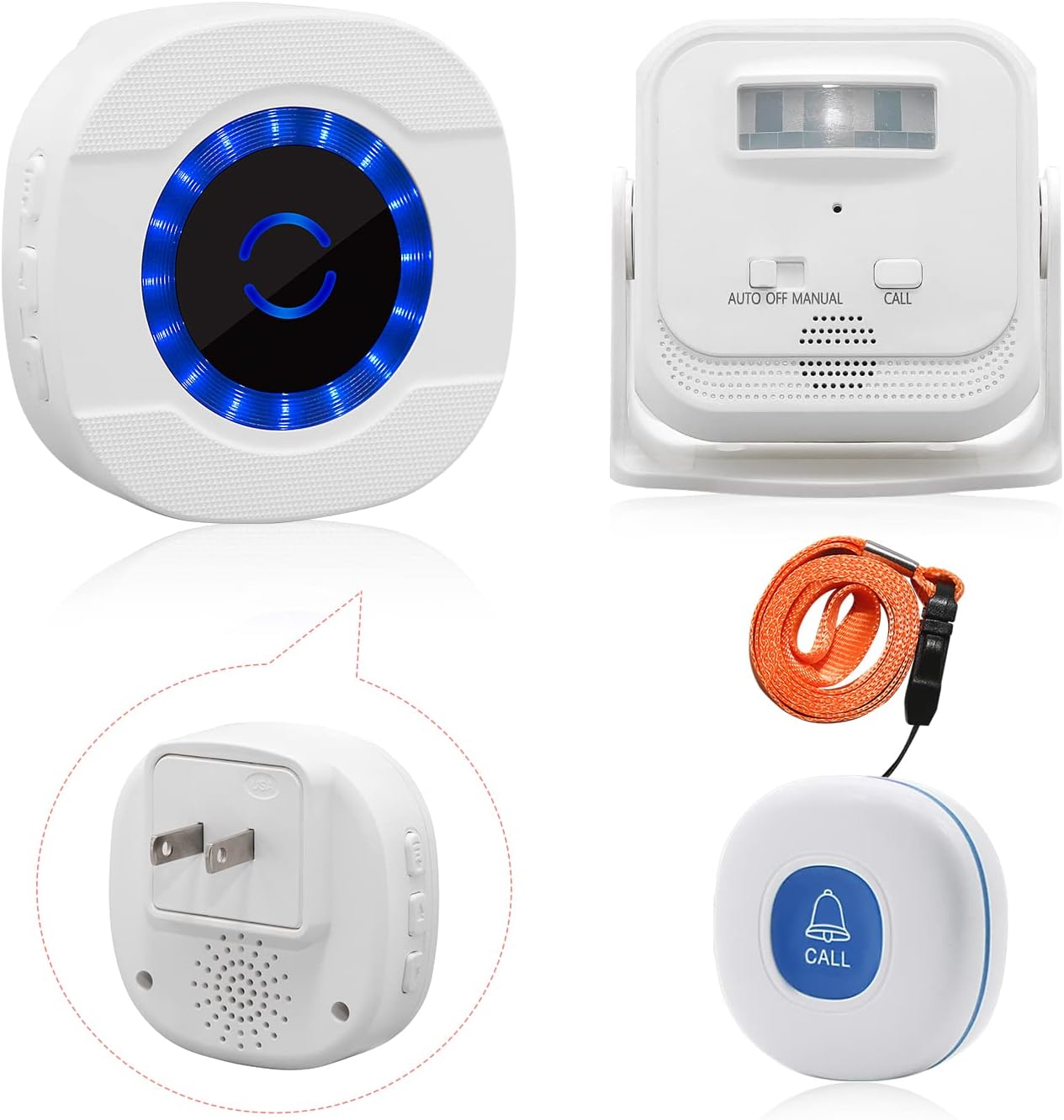 Elderly Emergency Call Button Wireless Nursing Call System Motion Sensor Detection Alarm Caregiver pagers for Home/Nursing Home/Senior Living Alone/Company/Patient/Pregnant Woman