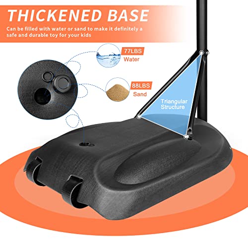 Portable Basketball Hoop, 32" Backboard Basketball Goal Stand with Fillable Base and Wheels, 7.5-9.2ft Adjustable Height for Youth Adults Indoor Outdoor Basketball Goal