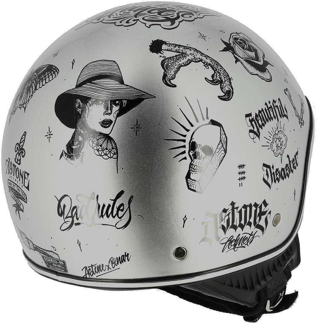 Astone Mini 66 Flash Tattoo Jet Helmet Silver L