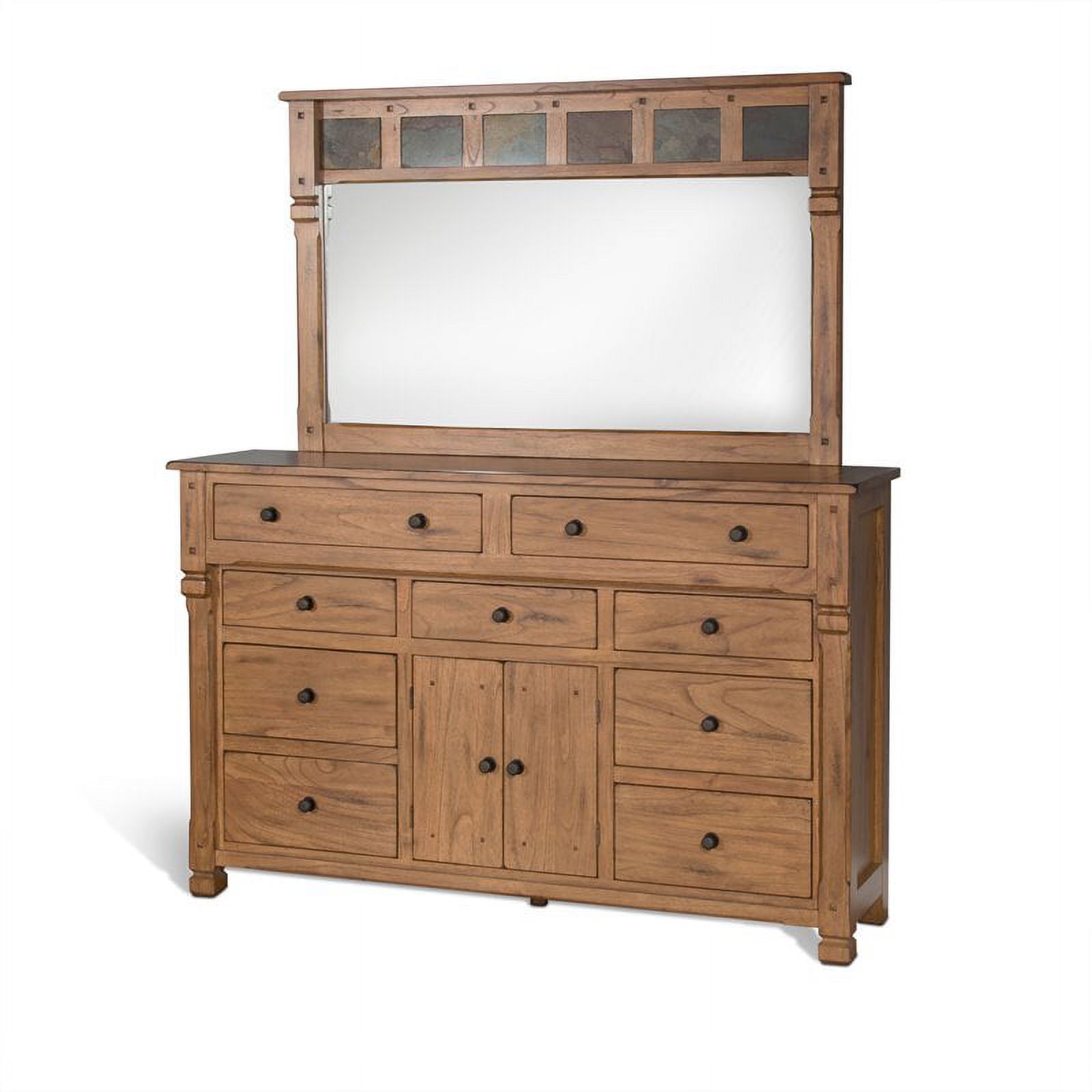 Pemberly Row 70" Traditional Wood Dresser in Rustic Oak Finish