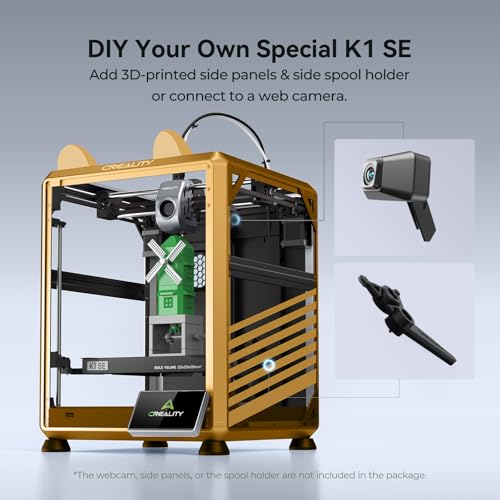 Creality 3D Printer, K1 SE Fully Assembled Auto Leveling FDM 3D Printers for Kids and Beginners, 600mm/s Max High-Speed Printing, Core XY All Metal Structure, Larger Print Size 250x220x220mm