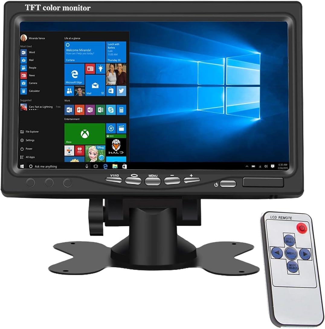 Yasoca 7 inch Portable Small HDMI Monitor HD 1080P VGA Monitor,Small LCD HDMI Monitor Mini Screen 1024x600,HDMI/VGA/AV Input Mini Monitor,with Speakers