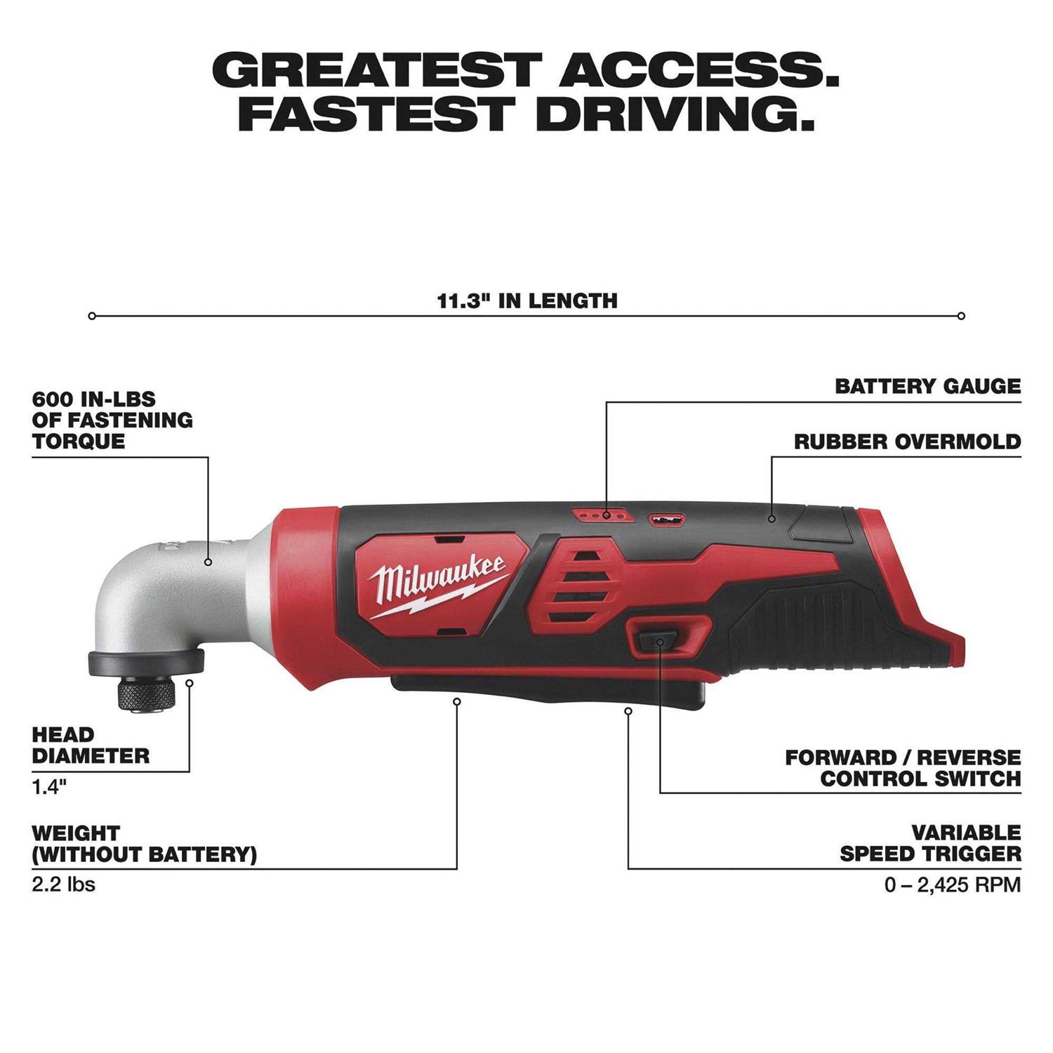 2467-20 Milwaukee M12 1/4 Hex Right Angle Impact Driver