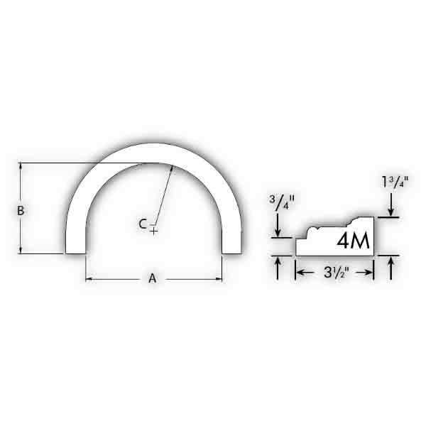 Fypon Polyurethane Half Round Arch with Decorative Trim