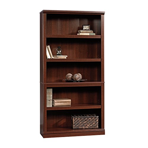 Sauder 5 Tier Book Shelf Wooden Bookcase Multipurpose Bookshelf for Home Office, Living Room, in Chalked Chestnut