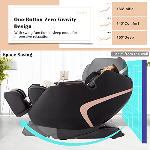 Giantex 3D Full Body Massage Chair, Zero-Gravity Massage Recliner Chair w/ 7'' Touch Screen & SL Track, 12 Auto Mode (Black + Brown)