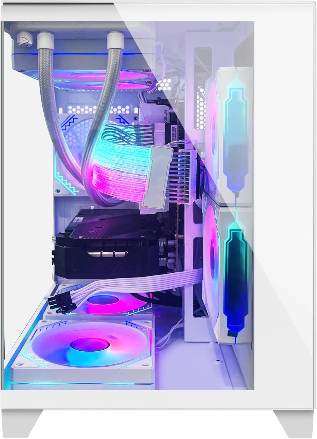 Panorama Gaming PC Desktop - AMD Ryzen 5 5600G 3.9GHz, RX 6650 XT 8GB, 32GB DDR4 RAM 3200, 1TB M.2 PCIE SSD, 240mm AIO, Windows 11 Pro 64-bit Desktop Computer, White
