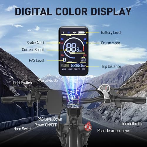 26" Electric Bike for Adults, 90 Miles 34MPH Fast E Bike for Men, Peak 1500W Fat Tire Ebike for Adults Electric with 48V 864WH Removable Battery, ON/Off Road E Bicycle with Brake Light