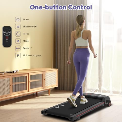 Walking Pad with Incline - Under Desk Treadmill for Home Office - 2.25HP Inclined Treadmills with Remote Control, LED Display, 265lbs Weight Capacity