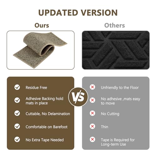 Stair Treads Non Slip for Wooden Steps Indoor, KOOTETA 15 Pack 8" X 30" Carpet Stair Treads with Reusable Adhesive for Kids Elders and Dogs, Surface Polyester TPR Backing Stair Runner Rugs, Dark Grey