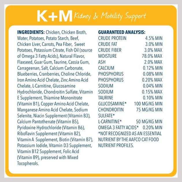 5.5-oz K+M Kidney + Mobility Support Grain-Free Canned Cat Food Blue Buffalo Natural Veterinary Diet case of 24 - Pet Supplies online store