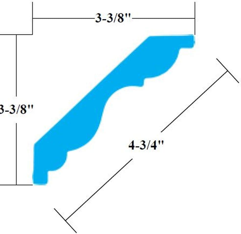 Crown Molding 3-3/8" Height 94-1/2" Length Manufactured with a Dense Architectural Polyurethane Compound (6 moldings)
