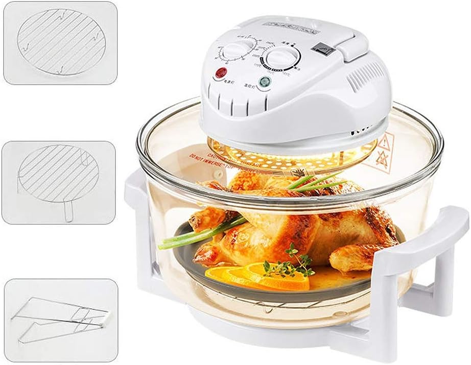 Shi xiang shop Air Fryer High Borosilicate Glass, Multifunction Oil-Less Air Fryer 17L Large Capacity with Barbecue Rack, Infrared Convection Halogen Oven Countertop Healthy Cooking