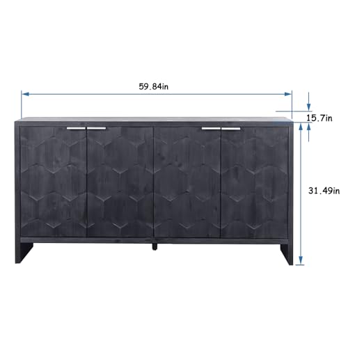 46.25'' Sideboard Storage Buffet Cabinet Retro Wooden Texture 3-Door Cabinet Suitable for Living Room Kitchen Corridor