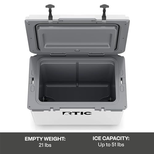 RTIC Ultra-Light 52 quart Hard Cooler Insulated Portable Ice Chest Box for Beach, Drink, Beverage, Camping, Picnic, Fishing, Boat, Barbecue, 30% Lighter Than Rotomolded Coolers