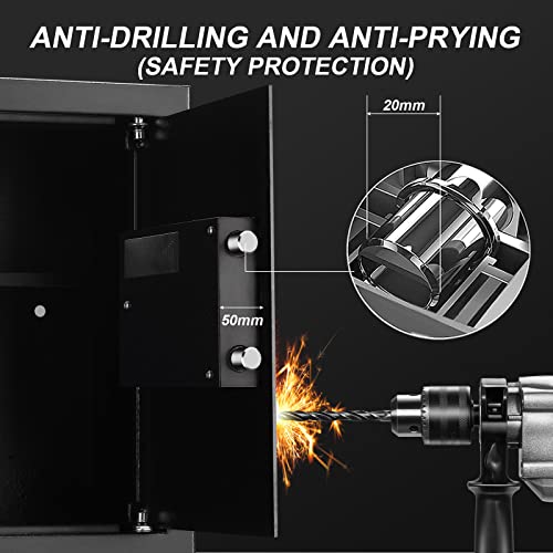 Tenamic Fireproof Safe Box 2.0 Cuft Electronic Digital Security Box, Keypad Large Lock Box Cabinet Safes with Internal Light, Solid Alloy Steel Office Hotel Home Safe with 2 Passwords, Black