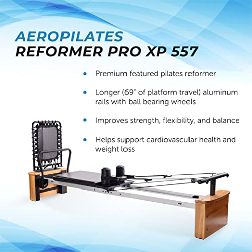 Stamina AeroPilates Pro Reformer Whole Body Resistance Padded Pilates Workout Machine with Cardio Rebounder for Home Workouts, Chrome Black