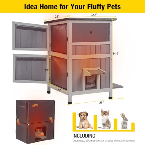 GUTINNEEN Outdoor Cat House Insulated for Winter Weatherproof Feral Cat Shelter