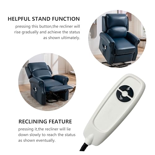 Electric Lift Elderly, Swivel Glider Power, Upholstered Living Room Reclining Sofa Chair with Lumbar Support, Red Brown