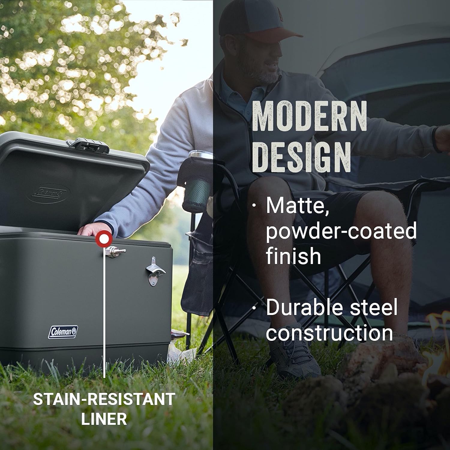 Coleman Cooler | Steel-Belted Cooler Keeps Ice Up to 4 Days | 54-Quart Cooler for Camping & Reunion Insulated Portable Ice Chest
