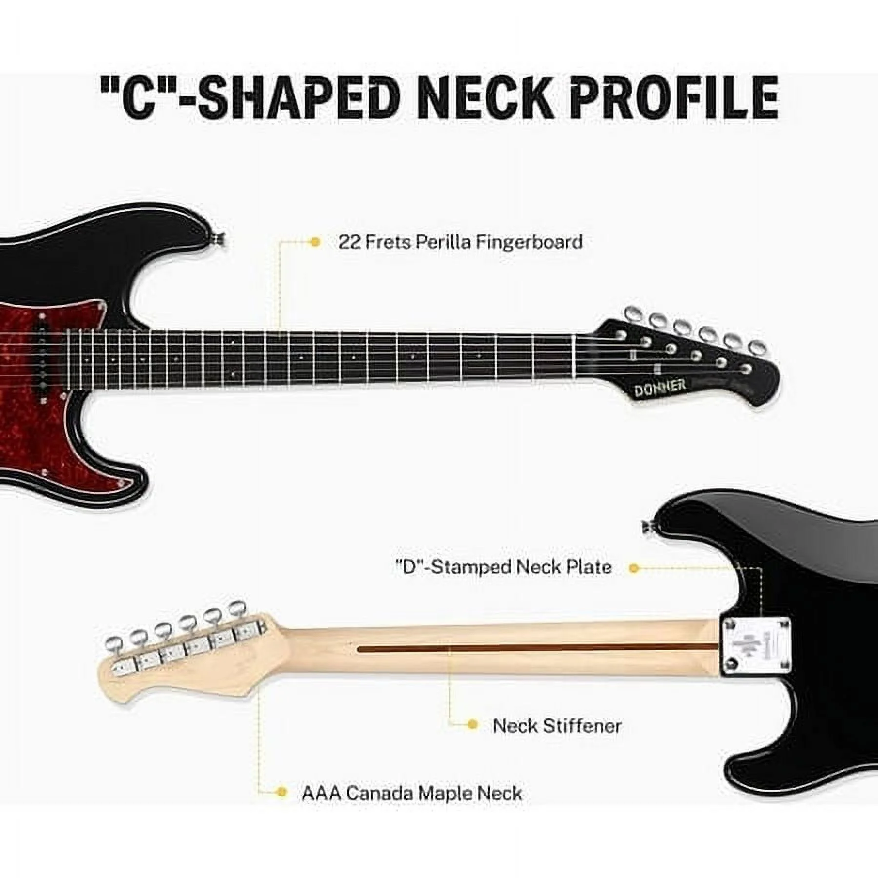 Donner 39 Inch Electric Guitar, Designer Series DST-200 Stylish Solid Body Guitar for Beginner Intermediate & Pro Players, Single Coil Split System, Bonus Bag, Cable, Strap