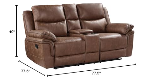 New Classic Furniture Ryland Polyester Manual Sofa with Dual Recliner, Brown