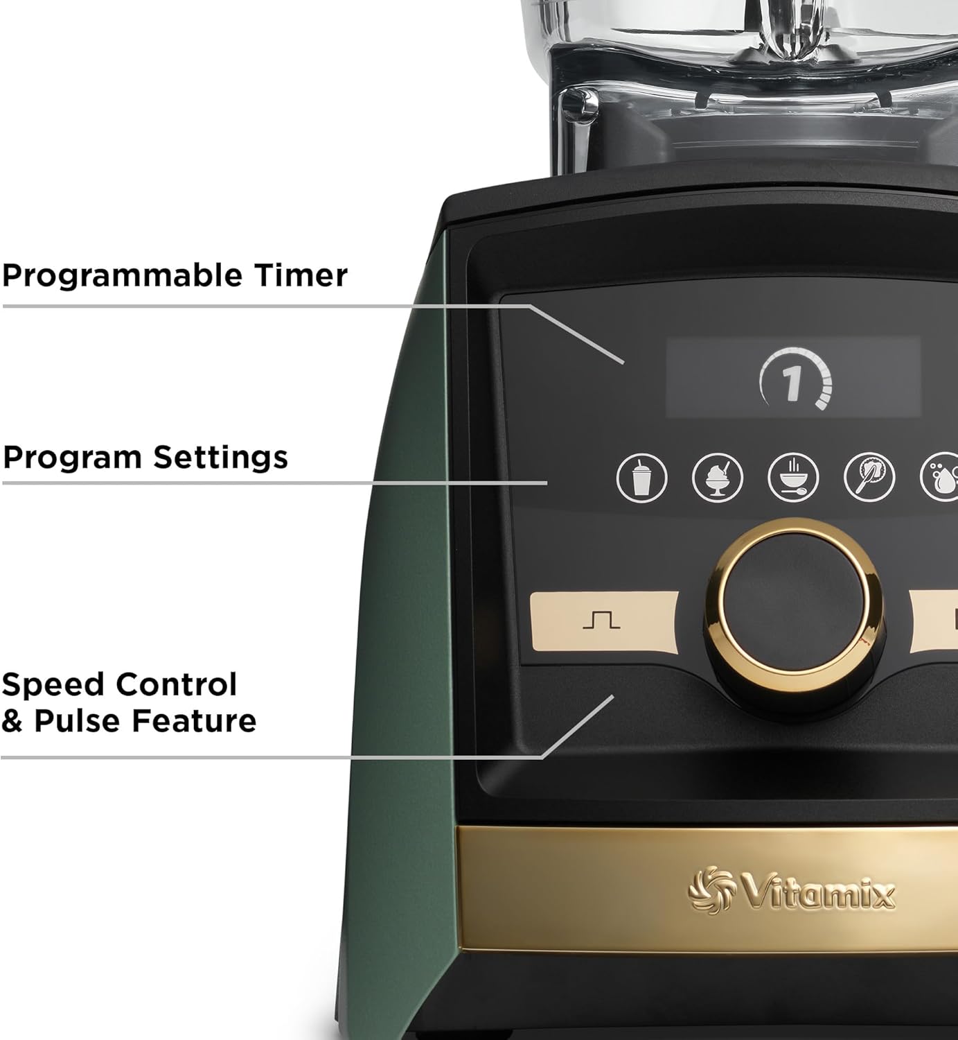 Vitamix A3500 Ascent Series Gold Label Smart Blender, Professional-Grade, 64 oz. Low-Profile Container, Matte Sage with Gold Accents