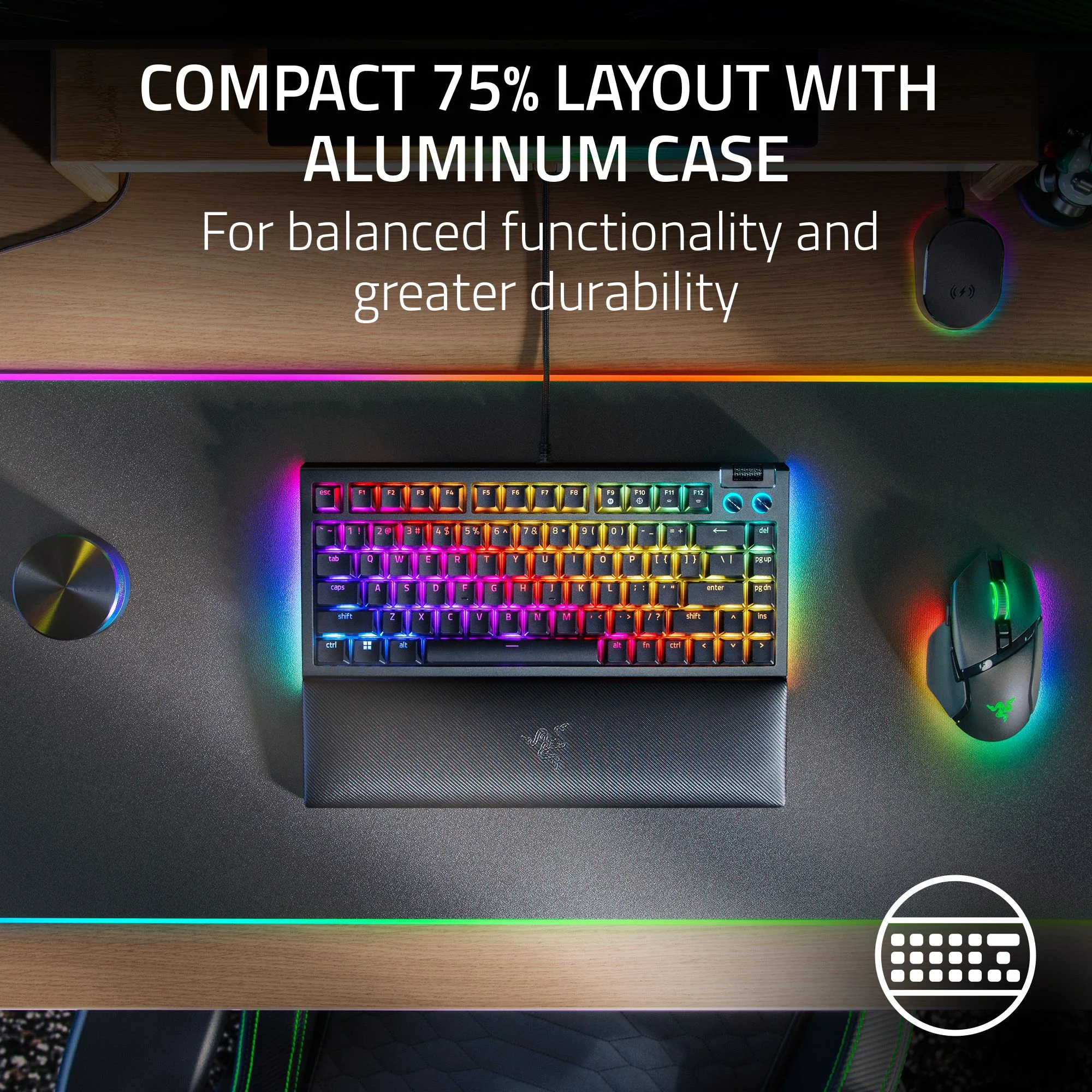 Razer BlackWidow V4 75% Hot-Swappable Mechanical Gaming Keyboard, RGB Chroma, Black