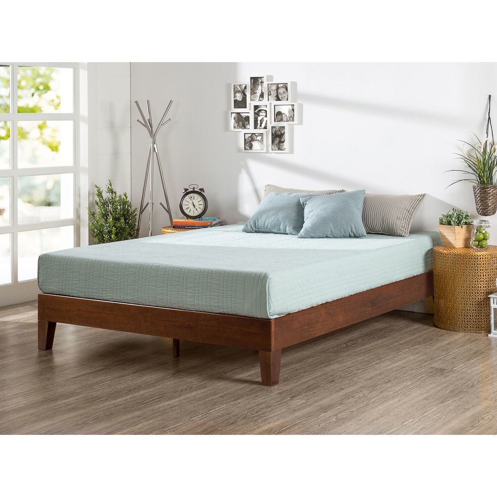 Zinus Priage by  Deluxe Antique Espresso Solid Wood Platform Bed