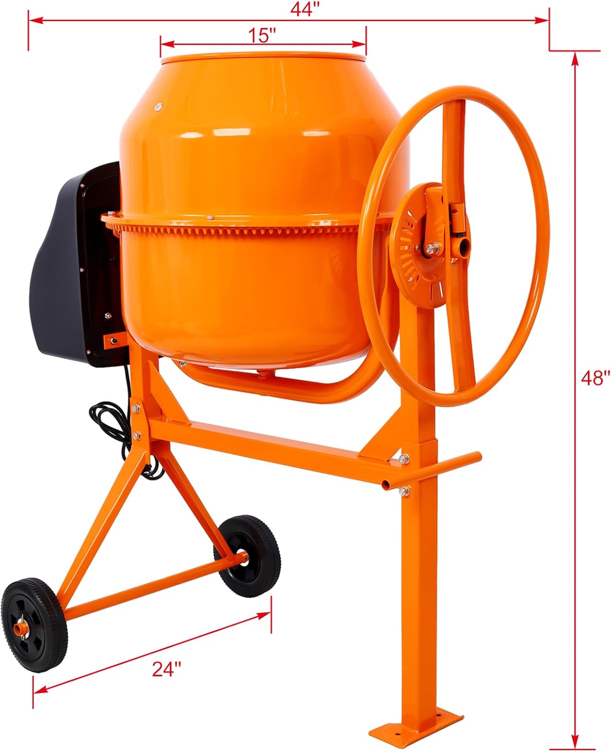 5 CU FT Electric Cement Mixer, Portable Electric Concrete Mixer Machine With Wheel & Stand, 2/3 HP 650W 120V Power Cement Mixer Machine for Stucco Mortar Seeds Fodder, ‎orange