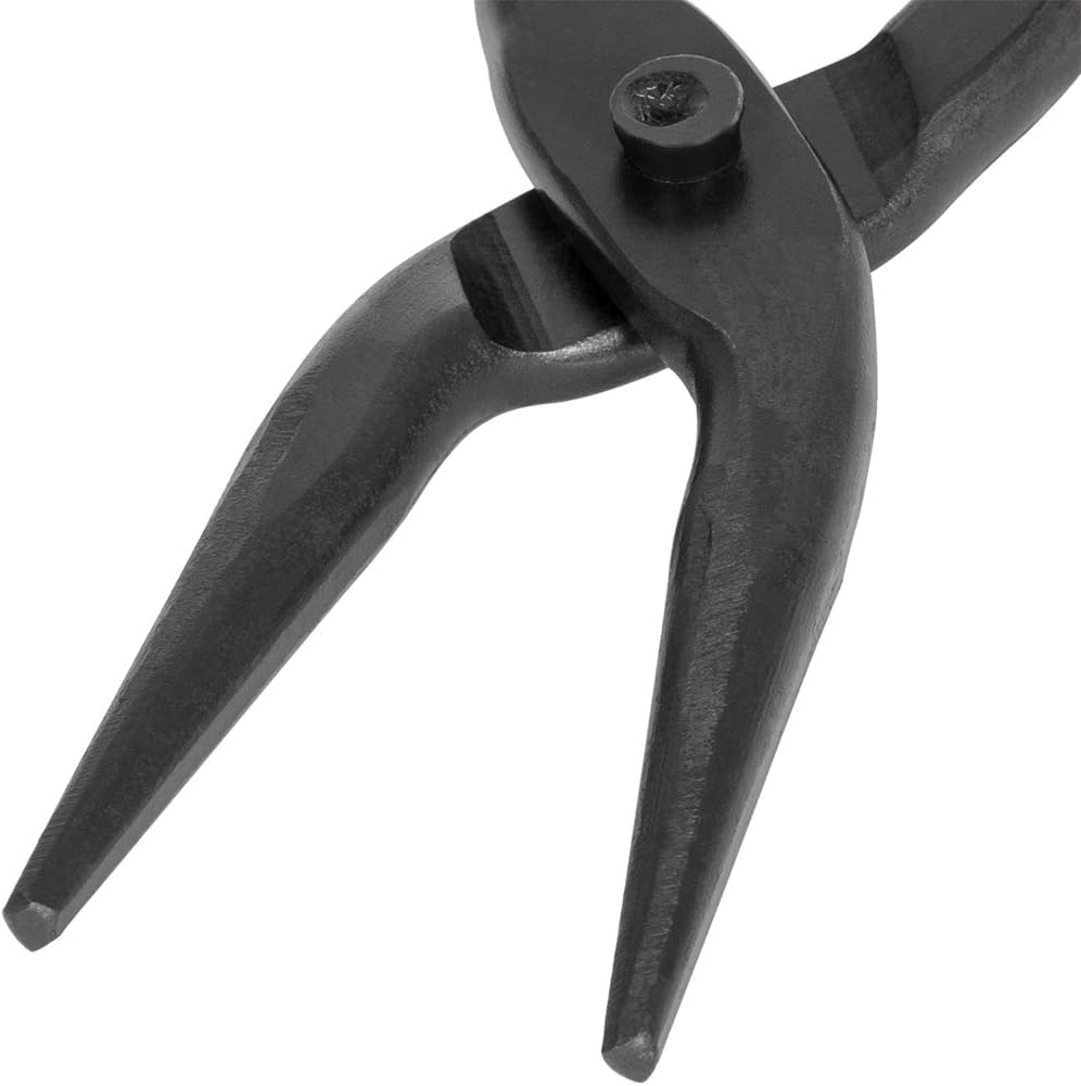 Beginner blacksmith tongs Blacksmith Forge Tong Tools Set Includes 1/4 Flat Jaw, Pick Up, Scroll, 3/8 1/2 5/8 V-Bit Tongs (6 Piece)