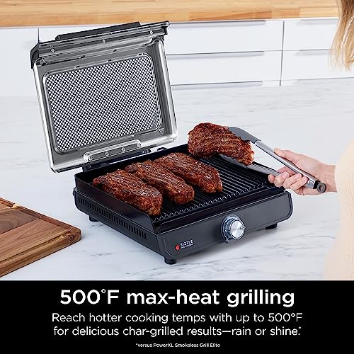 Ninja Griddle and Indoor Grill, 14’’, Electric Grill, For Steak, Burgers, Salmon, Veggies, and More, Pancake Griddle, Nonstick, Dishwasher Safe, 500F, Even Cooking, Silver, GR101