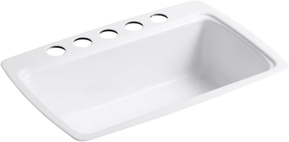 Kohler K-5864-5U-0 Cape Dory Undercounter Kitchen Sink, White, 2.375