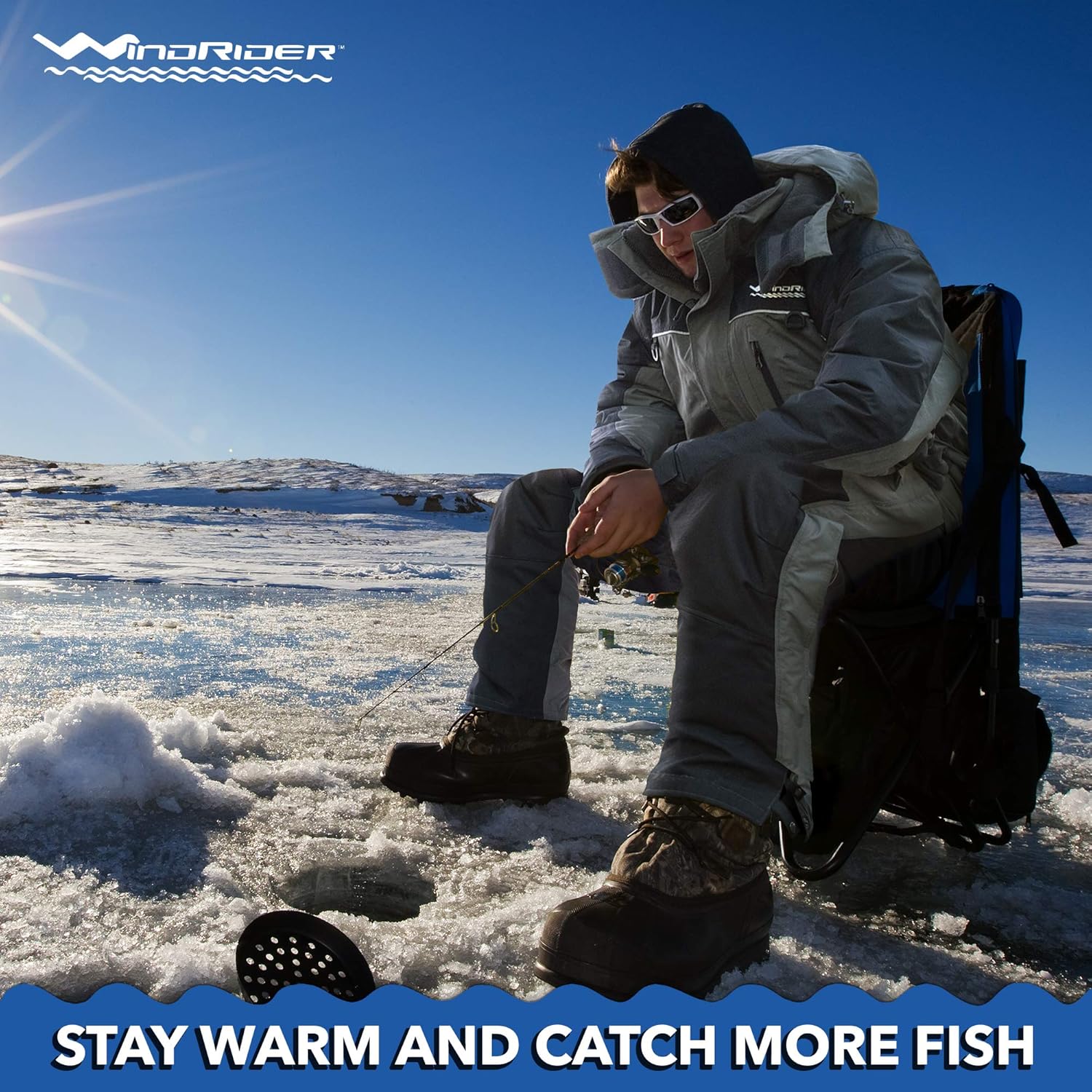 WindRider Ice Fishing Suit Insulated Bibs & Jacket Flotation Tons of Pockets Waterproof Gear for Ice Fishing and Snowmobiling