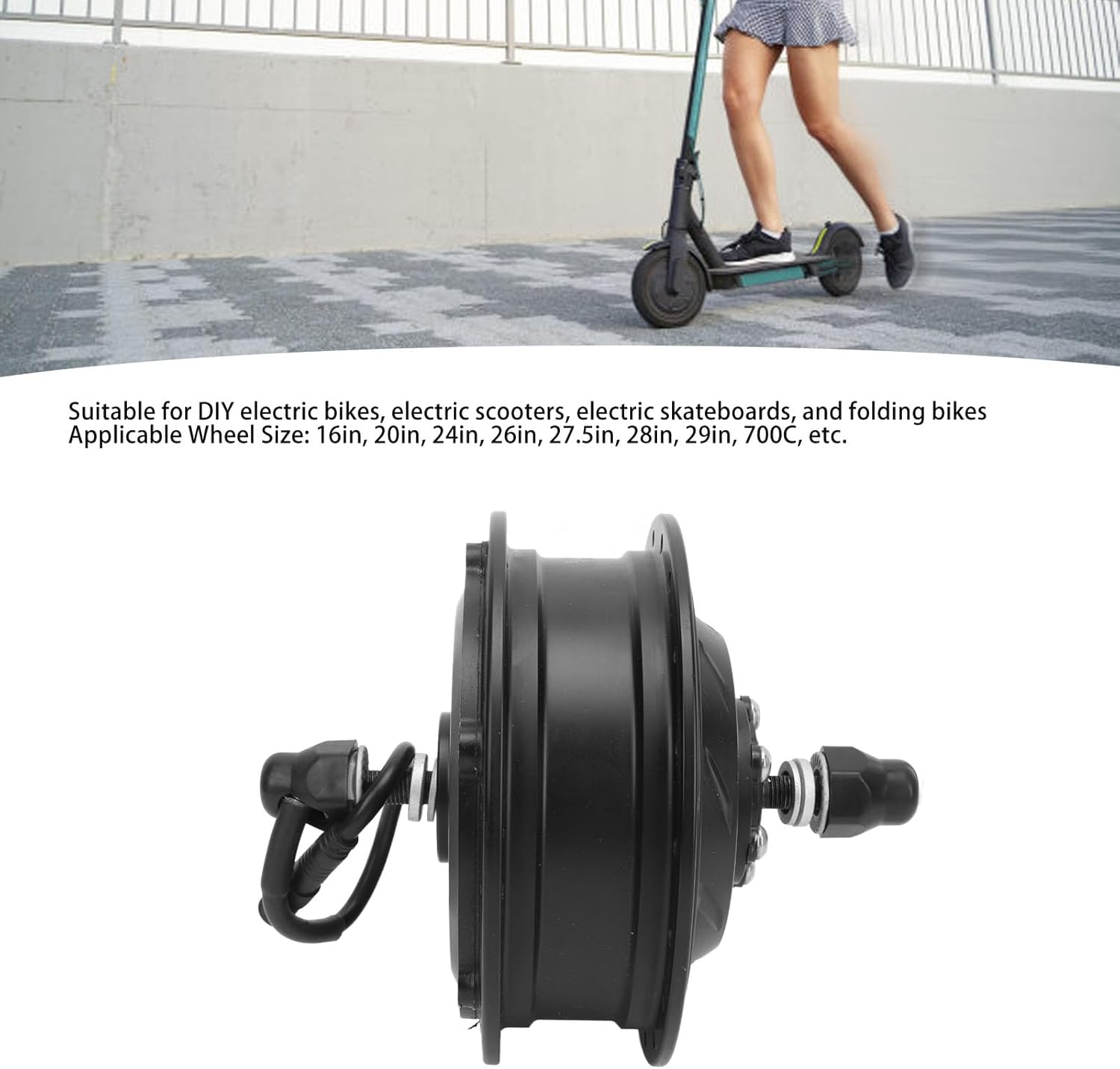 36V 500W Electric Bike Brushless Gear Hub Motor Nine Core 36 Hole Front Wheel Drive Motor Brushless Hub Motor Kit for Electric Bike Lithium Modification