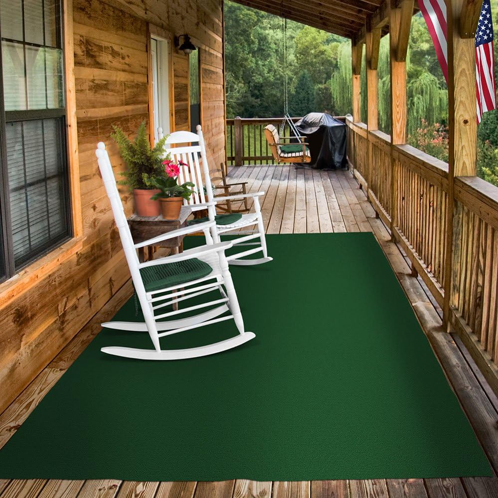 House, Home and More Indoor Outdoor Carpet with Rubber Marine Backing - Green - 6 Feet x 15 Feet