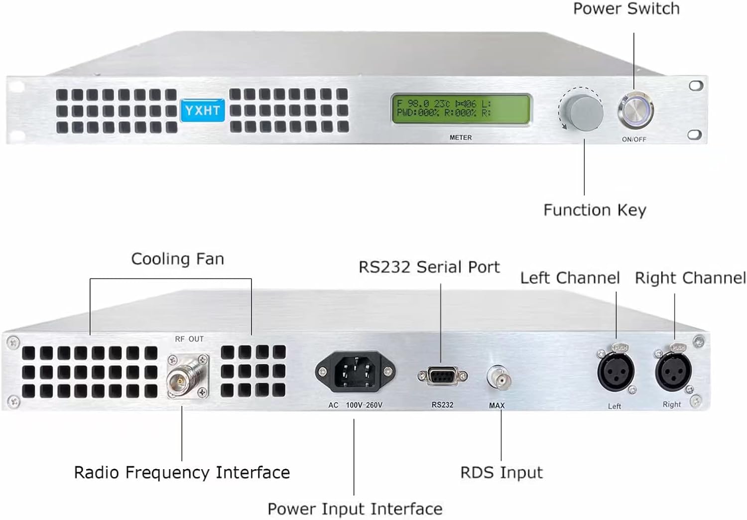 150W Long Range FM Broadcast Transmitter for Church Radio Station with Antenna Cable