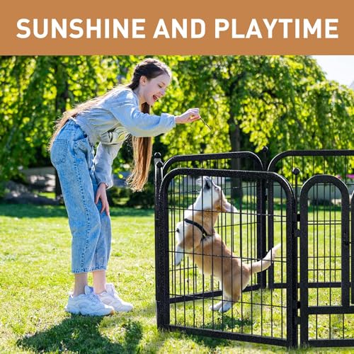 Metal Dog Playpen, 40 Inch Height 16 Panels, Large Dog Fence for Large/Medium/Small Dogs Indoor & Outdoor Bliss, Perfect Dog Pen for Camping, Yard, and RV | Black-Silver