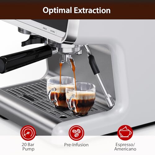 Espresso Machine with Grinder, 20 Bar Espresso Maker with Milk Frother Steam Wand, Professional Cappuccino Latte Maker, Gifts for Dad, Mom, Coffee Lover or Housewarming