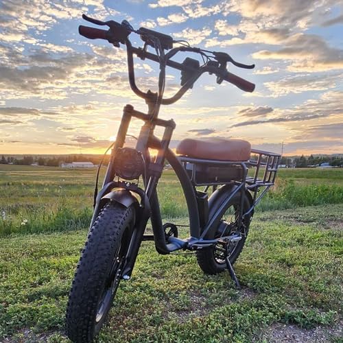 (US Warehouse) Dual Motor 2000W Electric Bike for Adults, Full Suspension, 18AH Removable Battery, Mountain Snow E Bike Fat Tire Sports Bicycle with Long Seat & Basket
