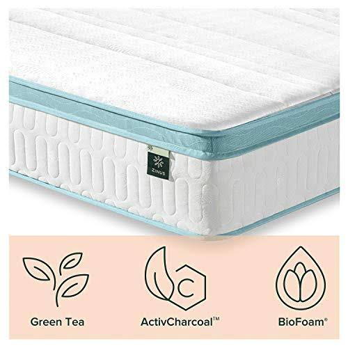Zinus 10 inch Mint Green Memory Foam Hybrid Spring Mattress, King
