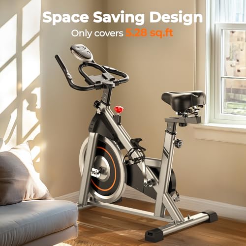YOSUDA Exercise Bike, Brake Pad Stationary Bike for Home with Exclusive App, Magnetic Indoor Cycling Bike with 300 lb Weight Capacity, Low Noise, Tablet Holder and Fitness Courses for Weight Loss