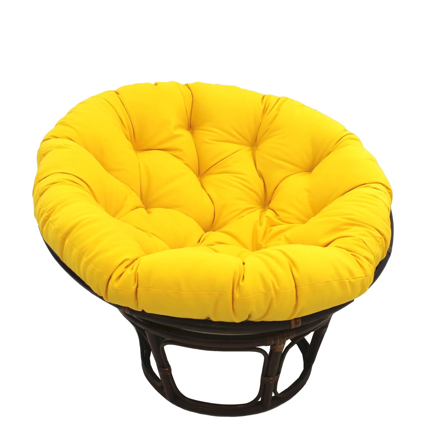 International Caravan 42-Inch Rattan Papasan Chair with Solid Twill Cushion