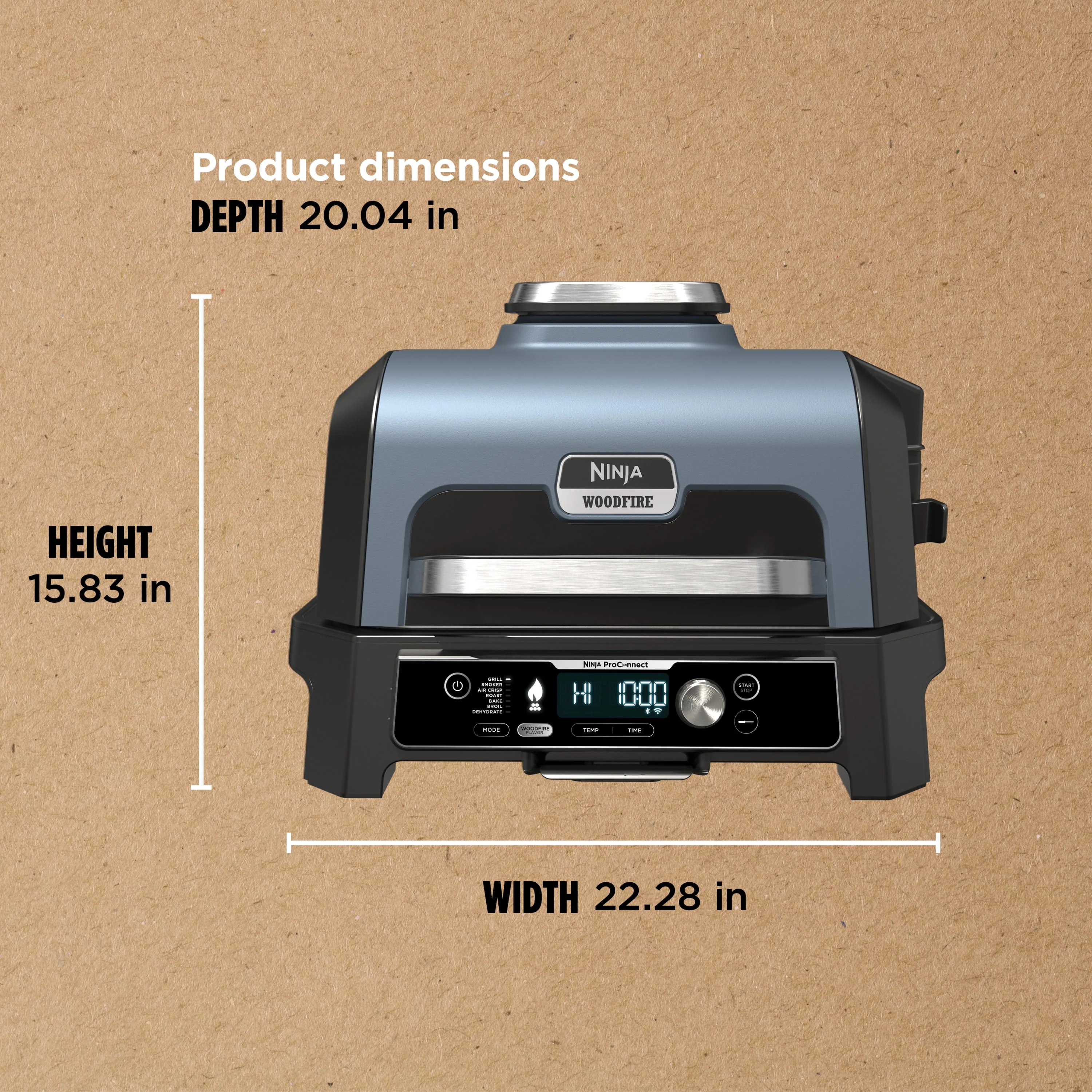 Ninja Woodfire ProConnect XL Outdoor 7-in-1 Grill & Smoker, App Enabled, Outdoor Air Fryer, Woodfire Technology, OG900