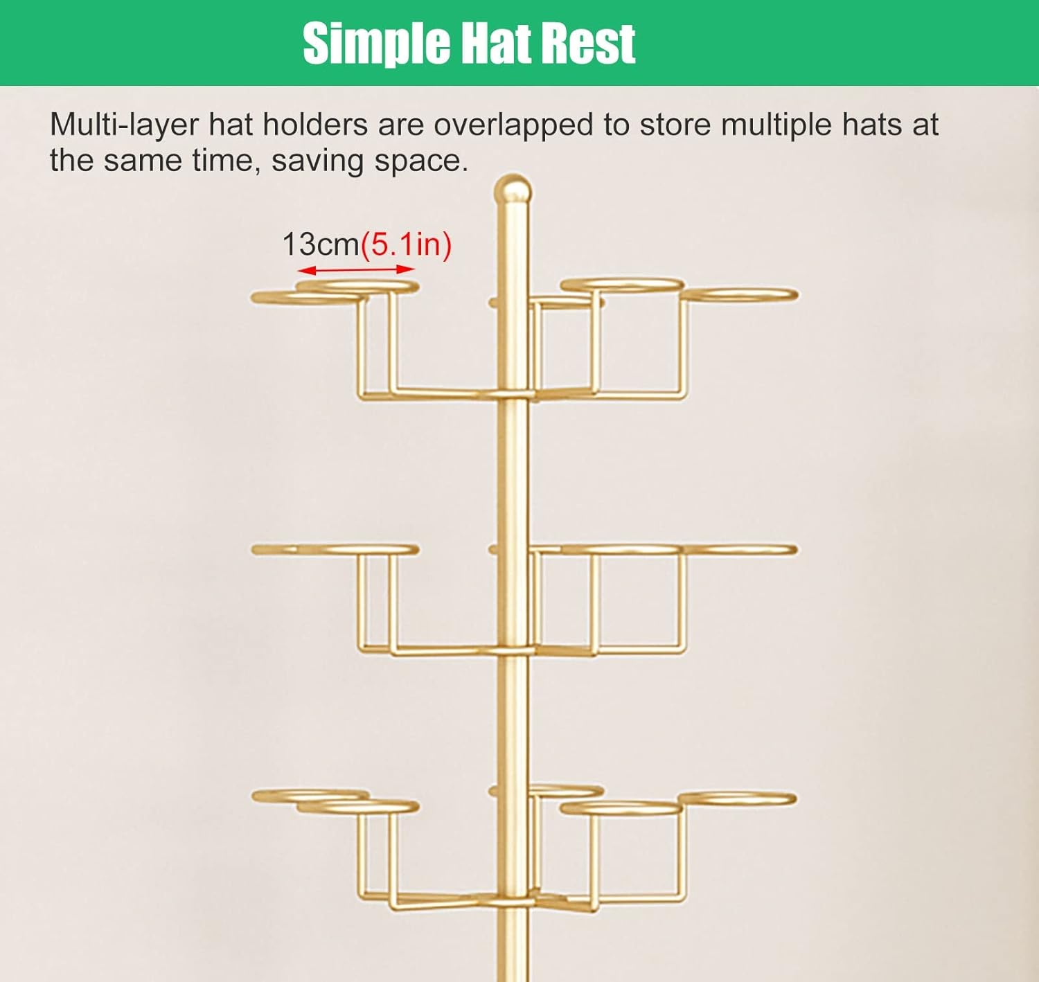Commercial Modern Hats Display Rack Rotating Retail Hat Rack Stand with Wheels, Vertical Metal Hat Organizer for Multiple Wigs/Caps, 4 5 6 7 8 Tier Hat Headwear Racks (White 4 Layer)