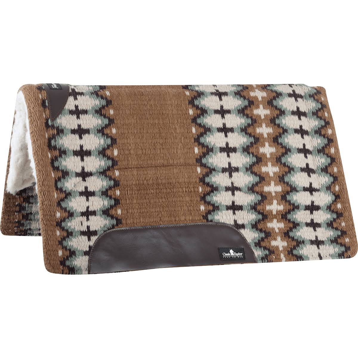 Classic Equine Sensorflex Saddle Pad Wool Top Straight 32x34 Navy Ivory