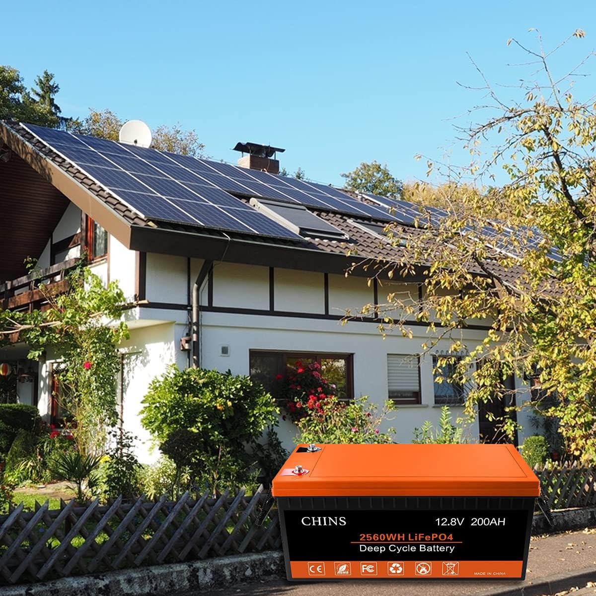 CHINS LiFePO4 Battery 24V 200Ah Lithium Battery - Built-in 200A BMS, 2000+ Cycles, Each battery Can Support 5120W Power Output, Perfect for RV, Home Storage and Off-Grid